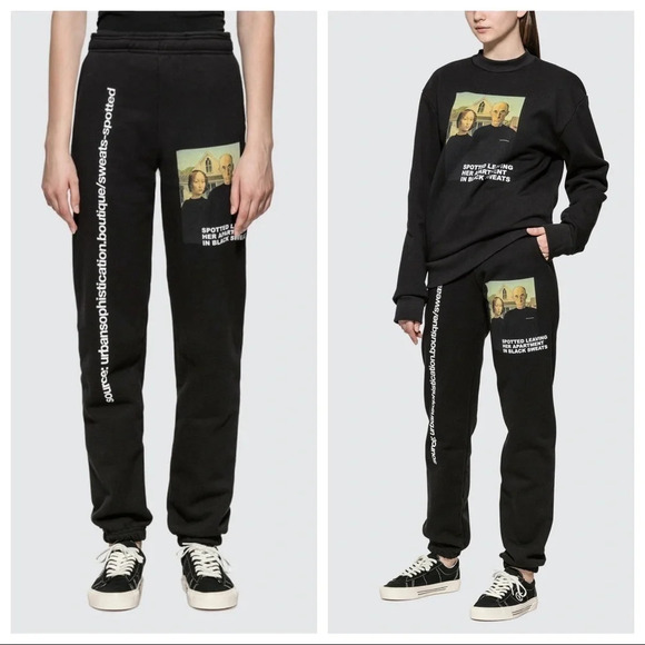 Urban Sophistication Spotted Sweatpants Sz M - Picture 1 of 7